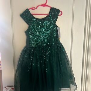 NWT cat and Jack green sparkle tulle dress